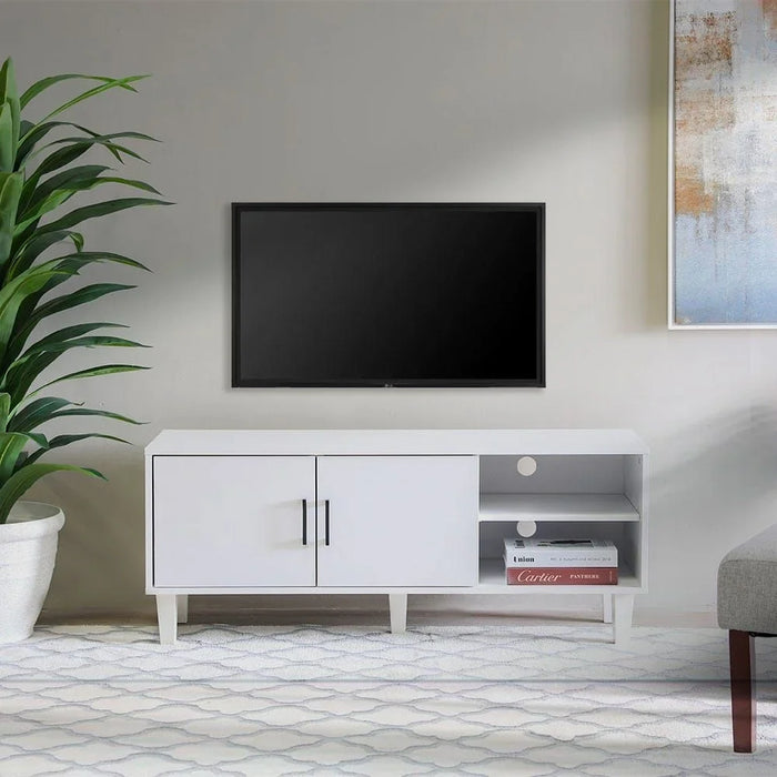 Errol TV Cabinet For Up To 32 Inches TV Entertainment Modern Design Wall Unit Furniture Wooden TV Stand For Living Room Bedroom TV Rack L120xW40xH49 cm White