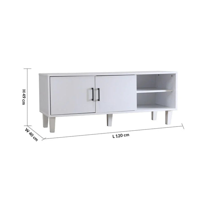 Errol TV Cabinet For Up To 32 Inches TV Entertainment Modern Design Wall Unit Furniture Wooden TV Stand For Living Room Bedroom TV Rack L120xW40xH49 cm White