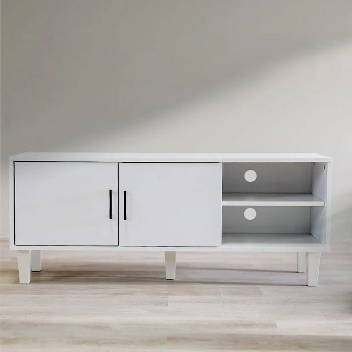 Errol TV Cabinet For Up To 32 Inches TV Entertainment Modern Design Wall Unit Furniture Wooden TV Stand For Living Room Bedroom TV Rack L120xW40xH49 cm White