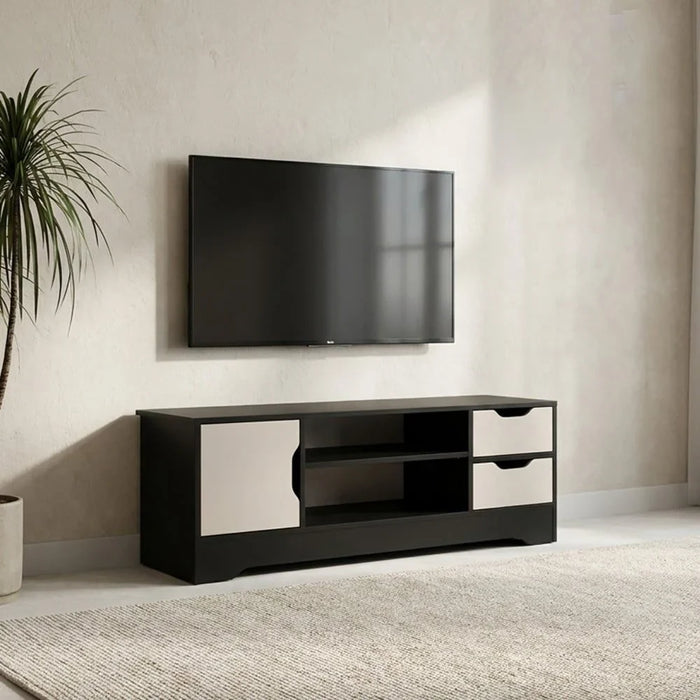 Topaz TV Cabinet For Up To 50 Inches TV Entertainment Modern Design Wall Unit Furniture Wooden TV Stand For Living Room Bedroom TV Rack L 120 x W 40 x H 42 cm Dark Grey/White