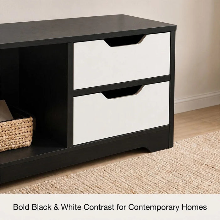 Topaz TV Cabinet For Up To 50 Inches TV Entertainment Modern Design Wall Unit Furniture Wooden TV Stand For Living Room Bedroom TV Rack L 120 x W 40 x H 42 cm Dark Grey/White