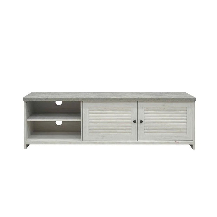 Zenith Tv Unit With 2 Doors Stylish Tv Stand For Up To 65 Inches Modern Storage Cabinet Durable And Elegant Living Room Furniture Chic Home Décor - White Oak And Cement
