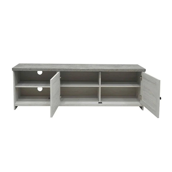 Zenith Tv Unit With 2 Doors Stylish Tv Stand For Up To 65 Inches Modern Storage Cabinet Durable And Elegant Living Room Furniture Chic Home Décor - White Oak And Cement