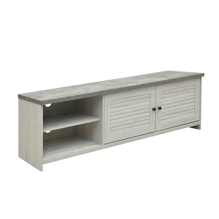Zenith Tv Unit With 2 Doors Stylish Tv Stand For Up To 65 Inches Modern Storage Cabinet Durable And Elegant Living Room Furniture Chic Home Décor - White Oak And Cement