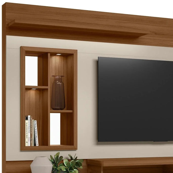 Eldorado Wall Unit For TV Up To 55 Inch | Modern Design TV Cabinet | Wooden TV Stand TV Rack | Media Center For Living Room Bedroom L200xW45xH181cm-Brown/Off White