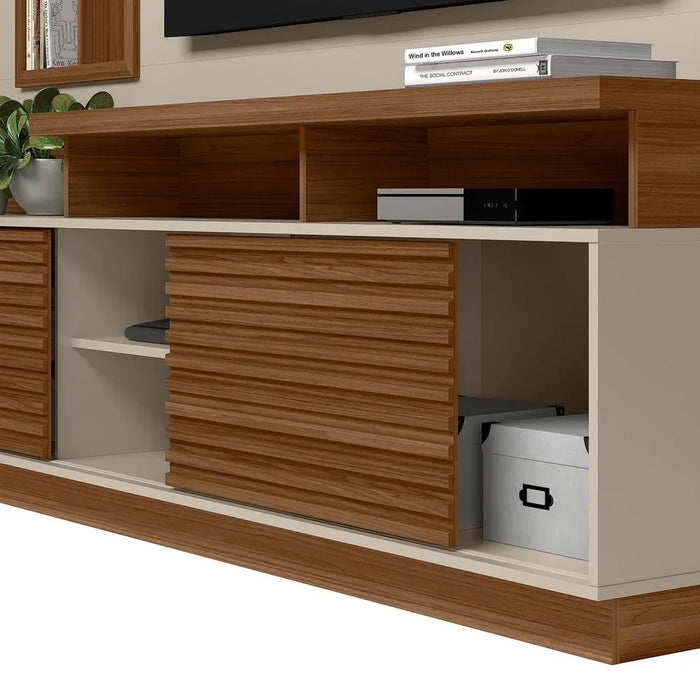 Eldorado Wall Unit For TV Up To 55 Inch | Modern Design TV Cabinet | Wooden TV Stand TV Rack | Media Center For Living Room Bedroom L200xW45xH181cm-Brown/Off White