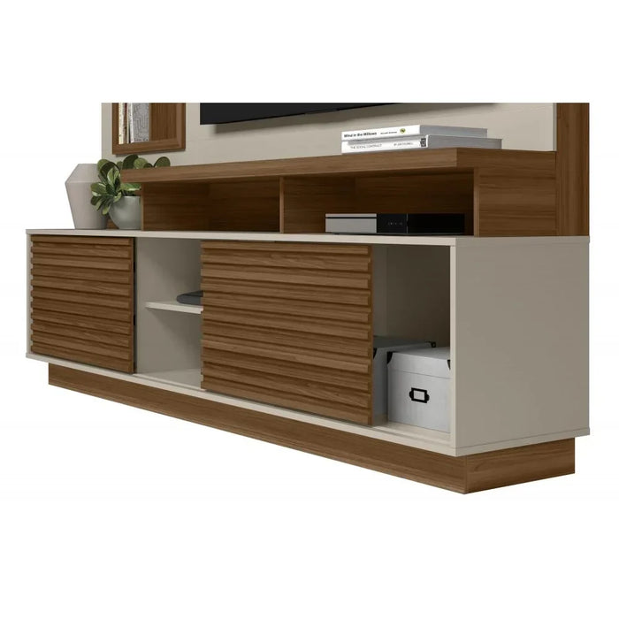 Eldorado Wall Unit For TV Up To 55 Inch | Modern Design TV Cabinet | Wooden TV Stand TV Rack | Media Center For Living Room Bedroom L200xW45xH181cm-Brown/Off White