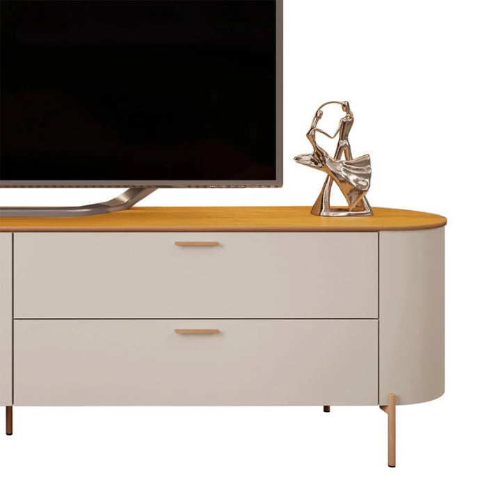Kaido Tv Unit With 2Doors & 2Drawers Up To 75 Inch | Modern Design TV Cabinet | Wooden TV Stand TV Rack | Media Center For Living Room L241xW47xH57cm-L.Beige/Brown