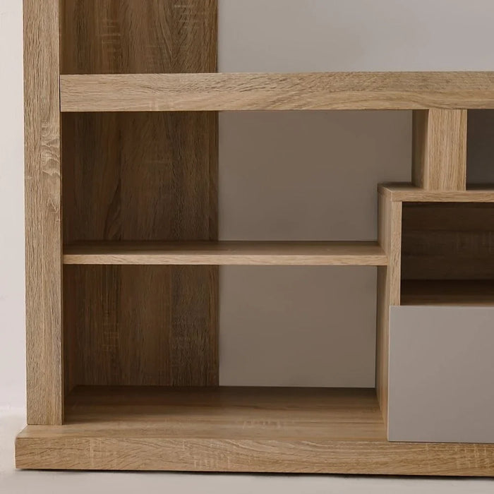 Firza Wall Unit For Tv Up To 50 Inch | Modern Design TV Cabinet | Wooden TV Stand TV Rack For Living Room L180xW41.1xH166cm-Sonoma Oak