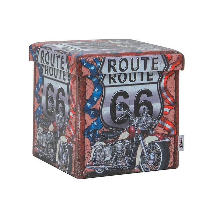 Route Folding Storage Ottoman Red White 38 X 38 X 37.5cm
