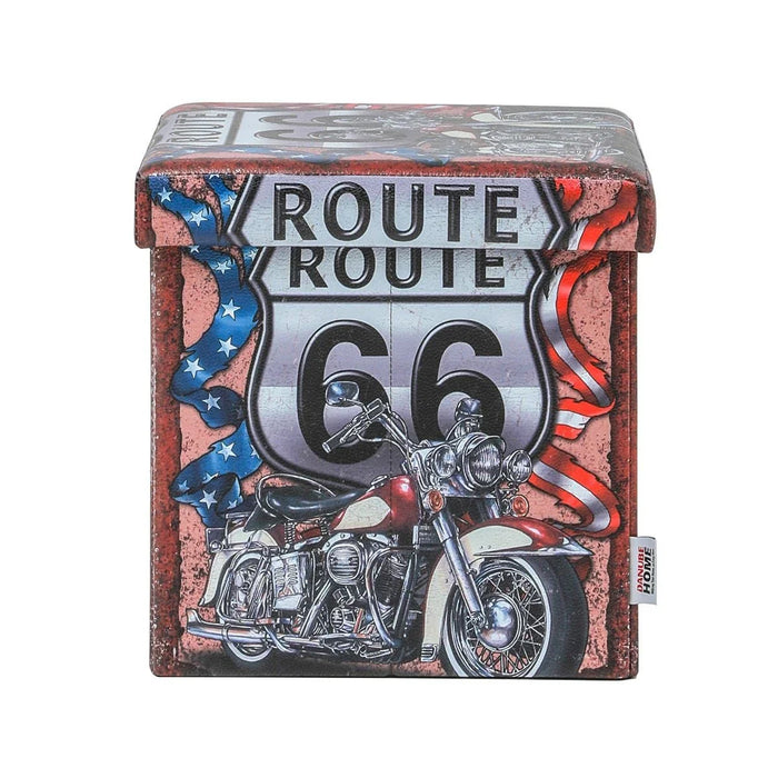 Route Folding Storage Ottoman Red White 38 X 38 X 37.5cm