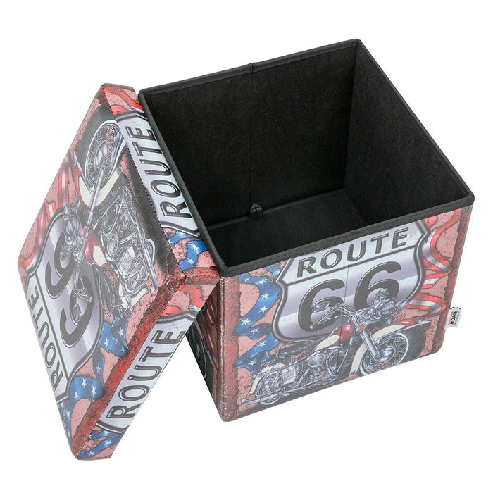 Route Folding Storage Ottoman Red White 38 X 38 X 37.5cm