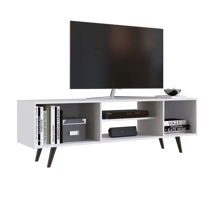 Lombre 2 Door Tv Rack Upto 50 Inches Tv Entertainment Modern Design Wall Unit Furniture Tv Stand For Living Room Bedroom Tv Unit Rack 150x38.50x58.50 cm White