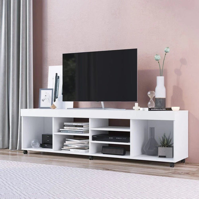Swellow Tv Rack Upto 50 Inch Tv Entertainment Modern Design Wall Unit Furniture Tv Stand For Living Room Bedroom Tv Unit Rack 180x40x50.90 cm White
