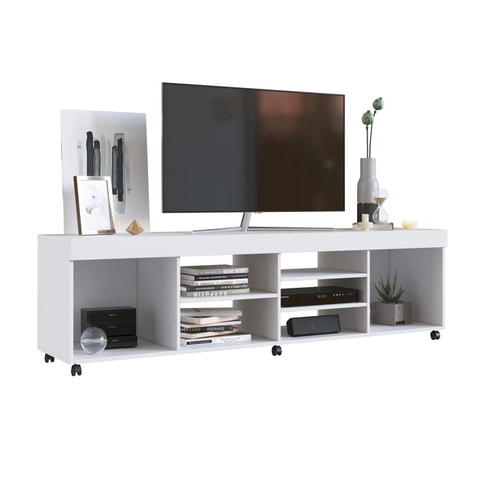Swellow Tv Rack Upto 50 Inch Tv Entertainment Modern Design Wall Unit Furniture Tv Stand For Living Room Bedroom Tv Unit Rack 180x40x50.90 cm White