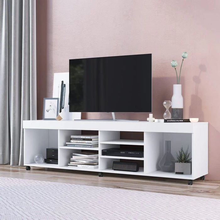 Swellow Tv Rack Upto 50 Inch Tv Entertainment Modern Design Wall Unit Furniture Tv Stand For Living Room Bedroom Tv Unit Rack 180x40x50.90 cm White