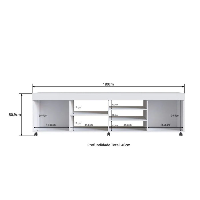 Swellow Tv Rack Upto 50 Inch Tv Entertainment Modern Design Wall Unit Furniture Tv Stand For Living Room Bedroom Tv Unit Rack 180x40x50.90 cm White