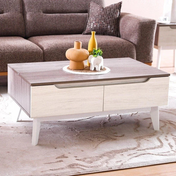 Hazel Coffee Table Multifunctional Living Room Table Space Saving Center Table Modern Design Furniture For Home 100x60x43 cm White