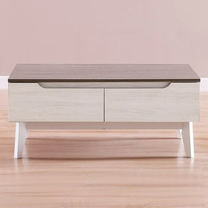 Hazel Coffee Table Multifunctional Living Room Table Space Saving Center Table Modern Design Furniture For Home 100x60x43 cm White