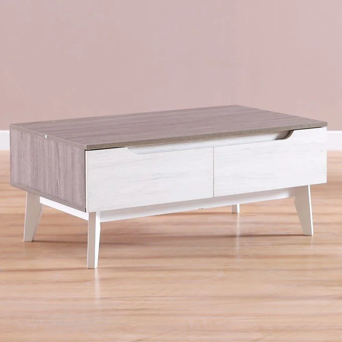 Hazel Coffee Table Multifunctional Living Room Table Space Saving Center Table Modern Design Furniture For Home 100x60x43 cm White