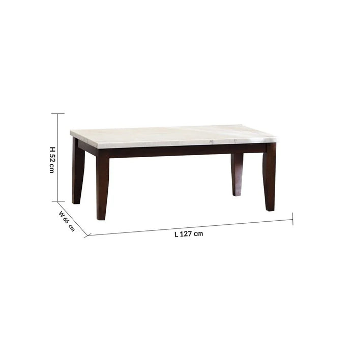 Brody Marble Coffee Table Multi Functional Living Room Desk Space Saving Center Table Furniture For Home Living Room L 127 x W 66.04 x H 50.8 cm White / Dark Walnut
