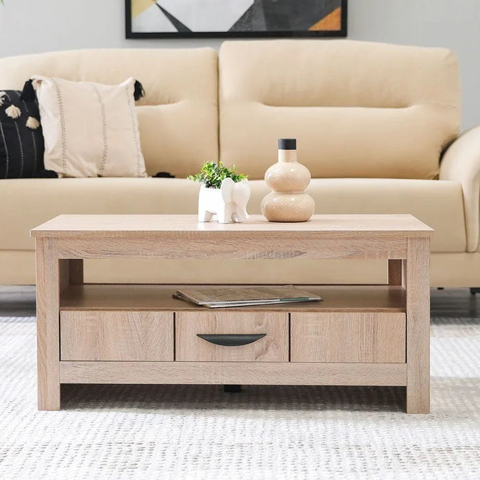 Anton 1 Drawer Coffee Table Multifunctional Living Room Desk Space Saving Center Table Modern Design Furniture For Living Room L 90 x W 45.2 x H 41.5 cm Sonoma Oak