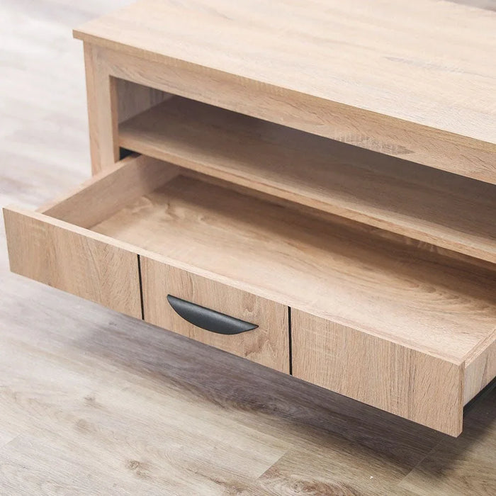 Anton 1 Drawer Coffee Table Multifunctional Living Room Desk Space Saving Center Table Modern Design Furniture For Living Room L 90 x W 45.2 x H 41.5 cm Sonoma Oak