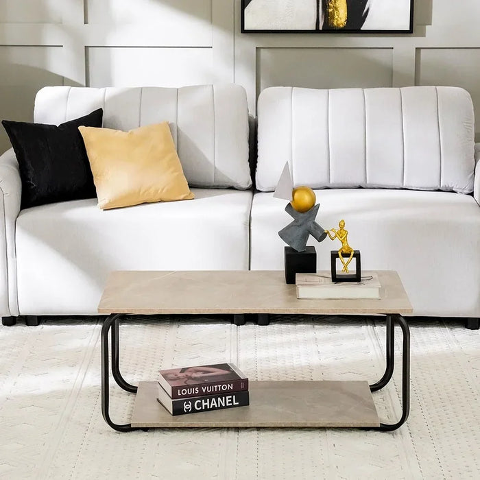 Rowan Coffee Table Multifunctional Living Room Desk Space Saving Center Table Modern Design Furniture For Home Living Room L 100 x W 48 x H 43 cm Cement Grey