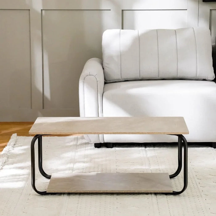 Rowan Coffee Table Multifunctional Living Room Desk Space Saving Center Table Modern Design Furniture For Home Living Room L 100 x W 48 x H 43 cm Cement Grey