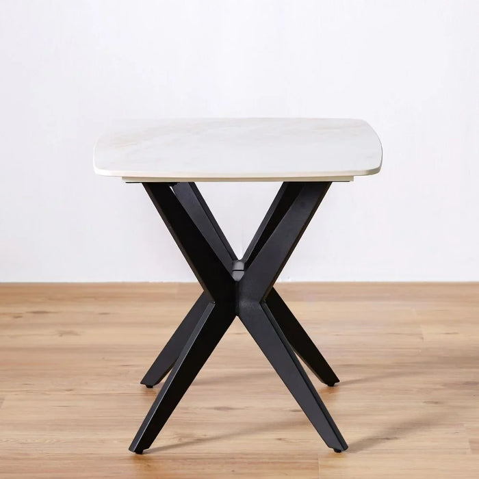 Calus End Table Sintered Stone Multifunctional Living Room Table Side Table Modern Design Furniture For HomeL 55x55x55 cm Milky White / Black