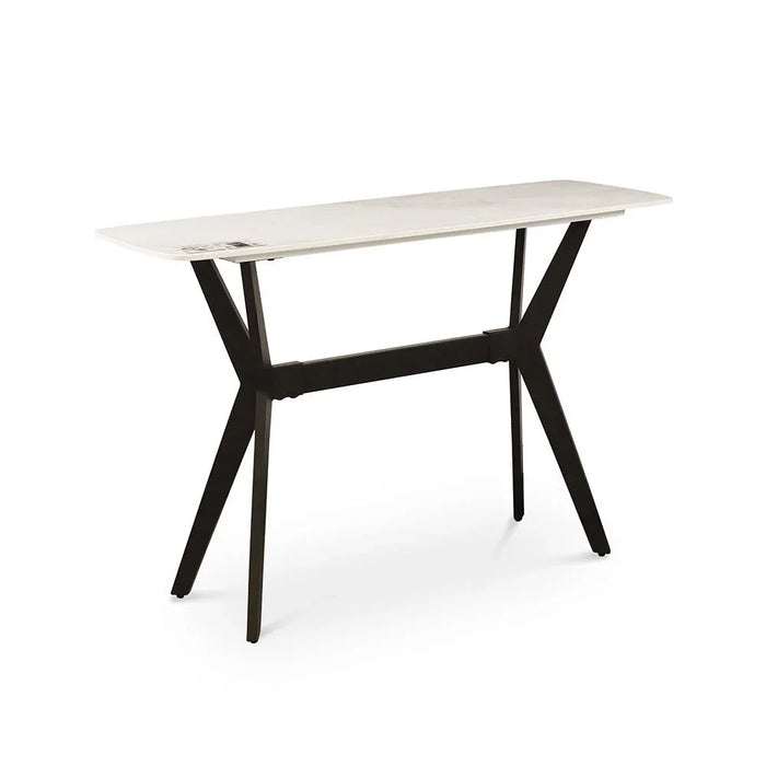 Calus Console Table Sintered Stone Entryway Console Table Sofa Side Foyer Living Room Table - Milky White / Black