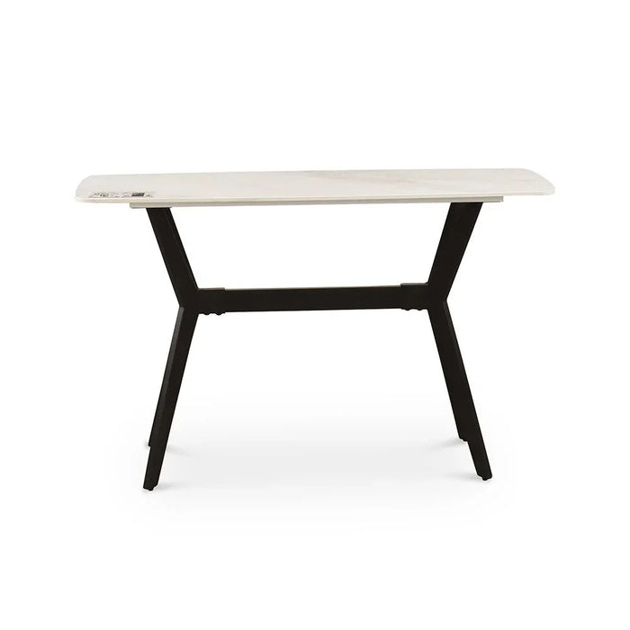 Calus Console Table Sintered Stone Entryway Console Table Sofa Side Foyer Living Room Table - Milky White / Black