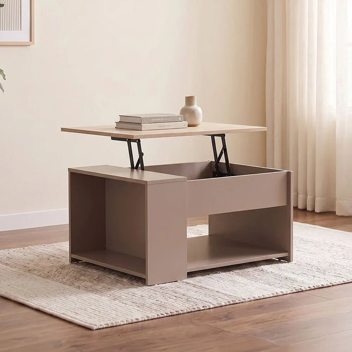 Spence Lifttop Coffee Table With Storage Multifunctional Living Room Table Space Saving Center Table Modern Design Furniture For Home L 80x60x42 cm Oak Grey