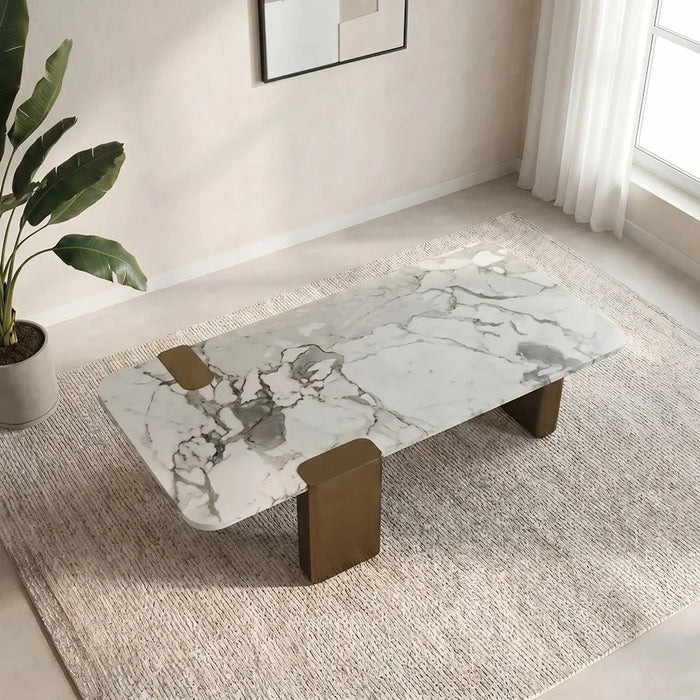 Union Coffee Table Multifunctional Living Room Table Space Saving Center Table Modern Design Furniture For Home Living Room -White/Antique Bronze