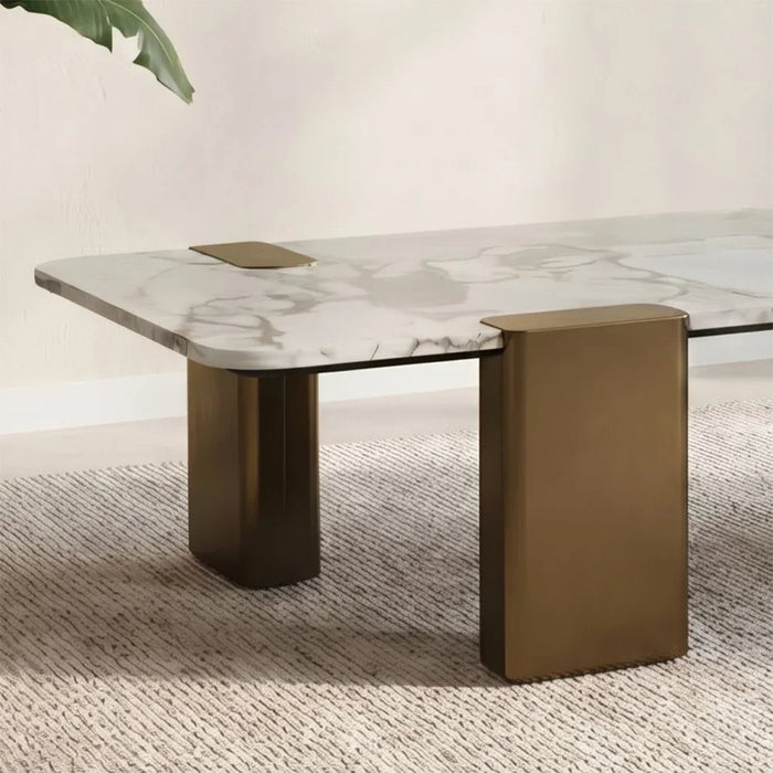 Union Coffee Table Multifunctional Living Room Table Space Saving Center Table Modern Design Furniture For Home Living Room -White/Antique Bronze