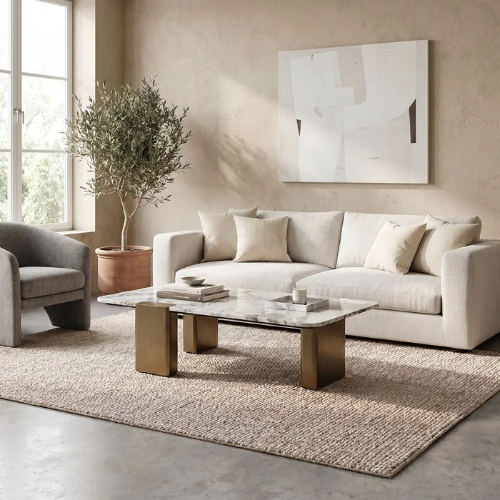 Union Coffee Table Multifunctional Living Room Table Space Saving Center Table Modern Design Furniture For Home Living Room -White/Antique Bronze