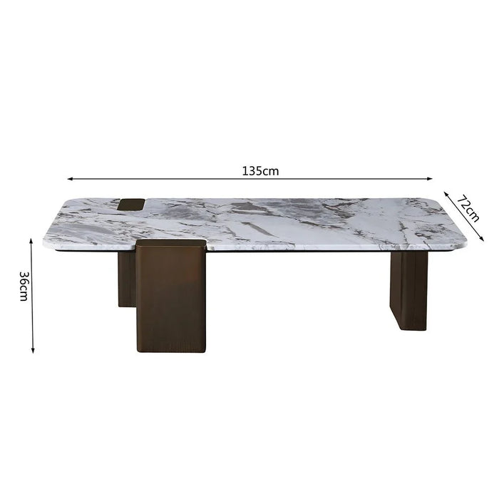 Union Coffee Table Multifunctional Living Room Table Space Saving Center Table Modern Design Furniture For Home Living Room -White/Antique Bronze