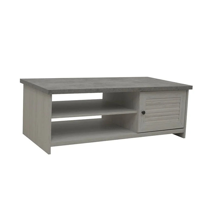 Zenith Coffee Table With 1 Door Modern Living Room Table Stylish Storage Coffee Table Durable Design Elegant Home DÃ©cor With Functional Storage - White Oak And Cement