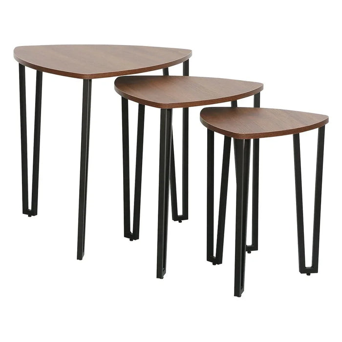 Asgard Set of 3 Nesting End Tables - Stylish Walnut/Black Living Room Furniture, Engineered Wood & Metal, Ideal for Small Spaces - Size: L56xW56xH55cm