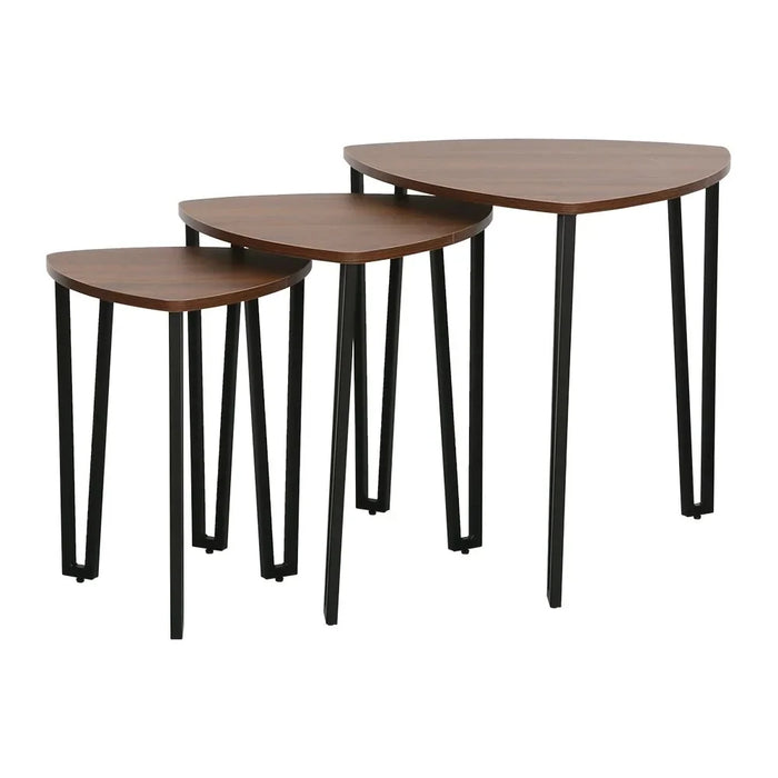 Asgard Set of 3 Nesting End Tables - Stylish Walnut/Black Living Room Furniture, Engineered Wood & Metal, Ideal for Small Spaces - Size: L56xW56xH55cm