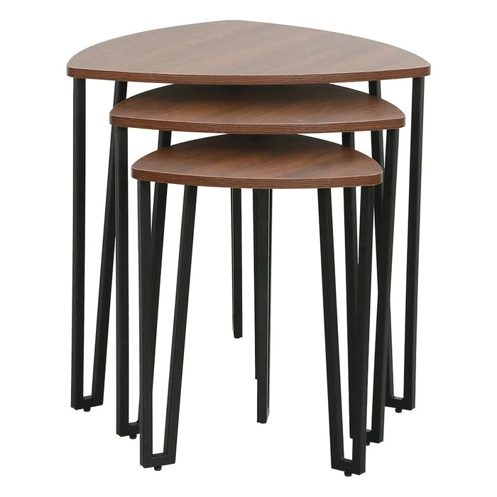 Asgard Set of 3 Nesting End Tables - Stylish Walnut/Black Living Room Furniture, Engineered Wood & Metal, Ideal for Small Spaces - Size: L56xW56xH55cm