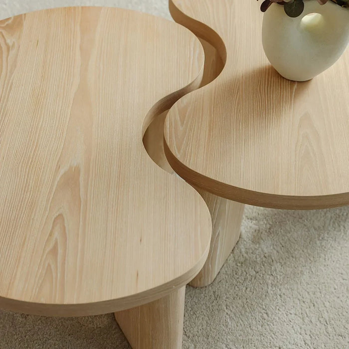 Kanso Set of 2 Coffee Tables - Natural Oak Finish, Stylish Living Room Furniture, Durable Engineered Wood, Ideal for Modern Decor - Size: L110xW70xH43cm