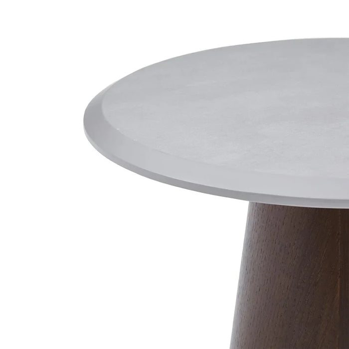 Kumo Round End Table | Multifunctional Living Room Table | Space Saving End Table | Modern Design Furniture For Living Room L50xW50xH50cm-Light Grey/Walnut Veneer