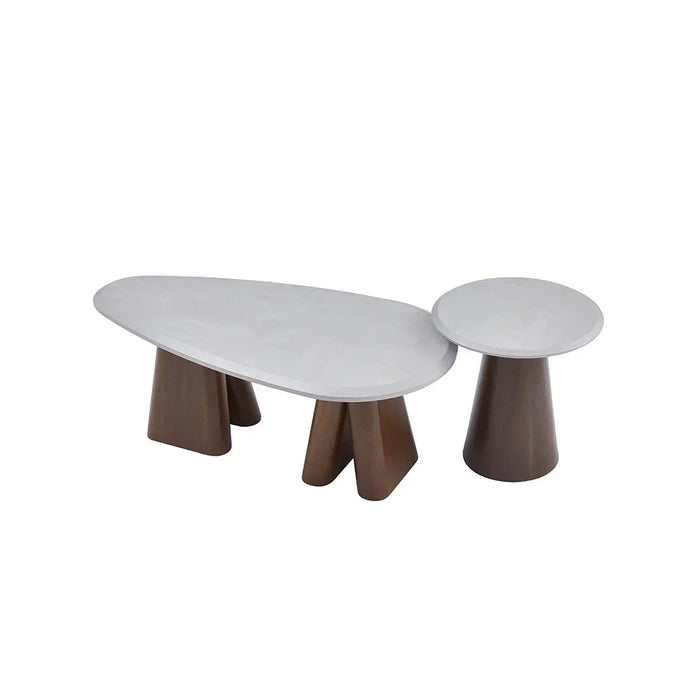 Kumo Round End Table | Multifunctional Living Room Table | Space Saving End Table | Modern Design Furniture For Living Room L50xW50xH50cm-Light Grey/Walnut Veneer
