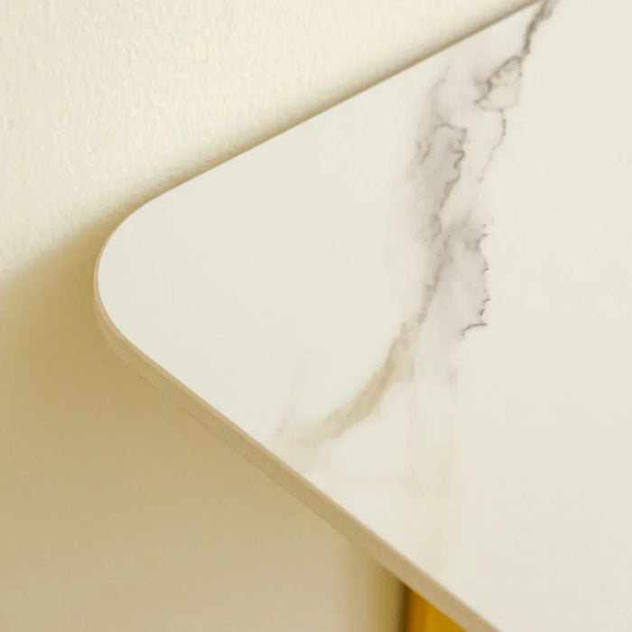 Orion Sintered Stone Console Table | Multifunctional Living Room Table | Space Saving Console Table | Modern Design Furniture For Living Room -White/Gold