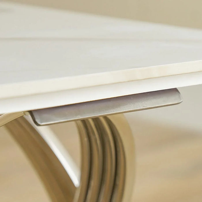 Orlando Sintered Stone End Table | Multifunctional Living Room Table | Space Saving End Table | Modern Design Furniture For Living Room-White/Silver