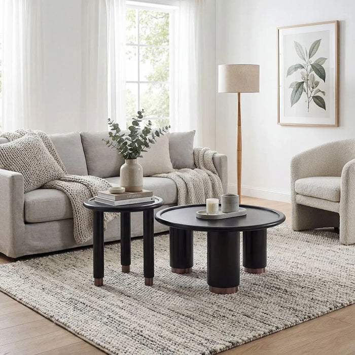 Tokishi Round End Table | Multifunctional Living Room Table | Space Saving End Table | Modern Design Furniture For Home Living RoomL56xW56xH50cm - Black