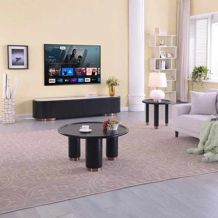 Tokishi Round End Table | Multifunctional Living Room Table | Space Saving End Table | Modern Design Furniture For Home Living RoomL56xW56xH50cm - Black