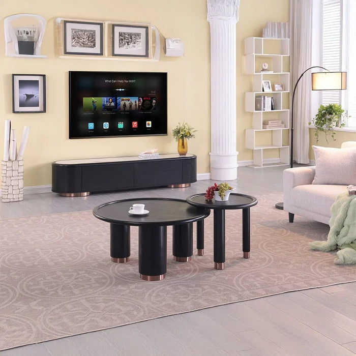 Tokishi Round End Table | Multifunctional Living Room Table | Space Saving End Table | Modern Design Furniture For Home Living RoomL56xW56xH50cm - Black