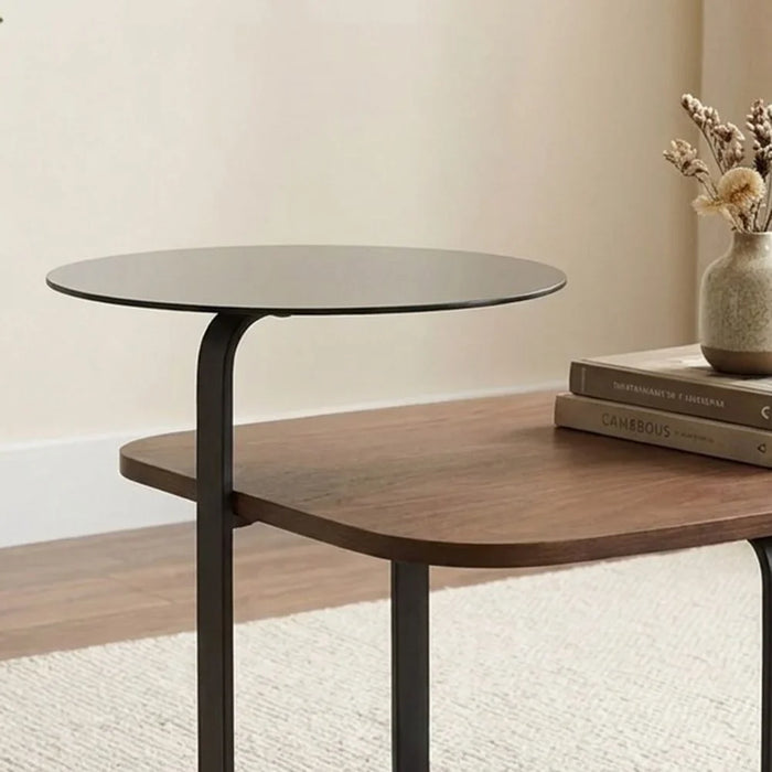 Trone Coffee Table | Multifunctional Living Room Table | Space Saving Center Table | Modern Design Furniture For Livingroom L96xW60xH45cm-Walnut/Black